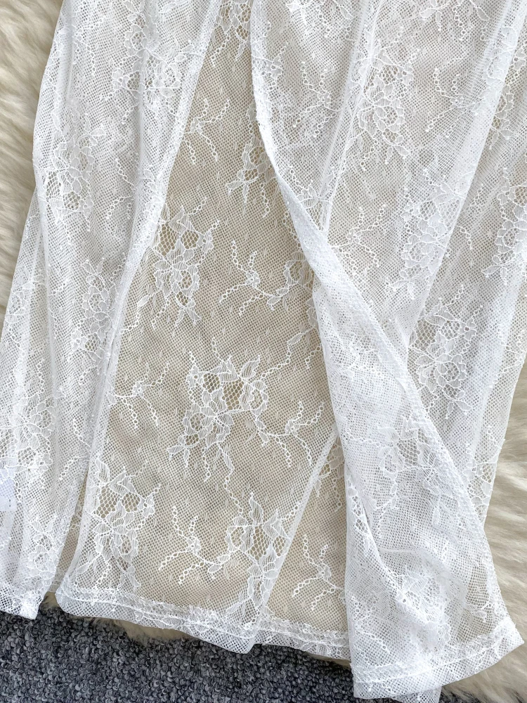 Foamlina-Robe de Plage en Maille Transparente pour Femme, Tenue Sexy sans Bretelles, Taille Torsadée, Fente Haute, Été