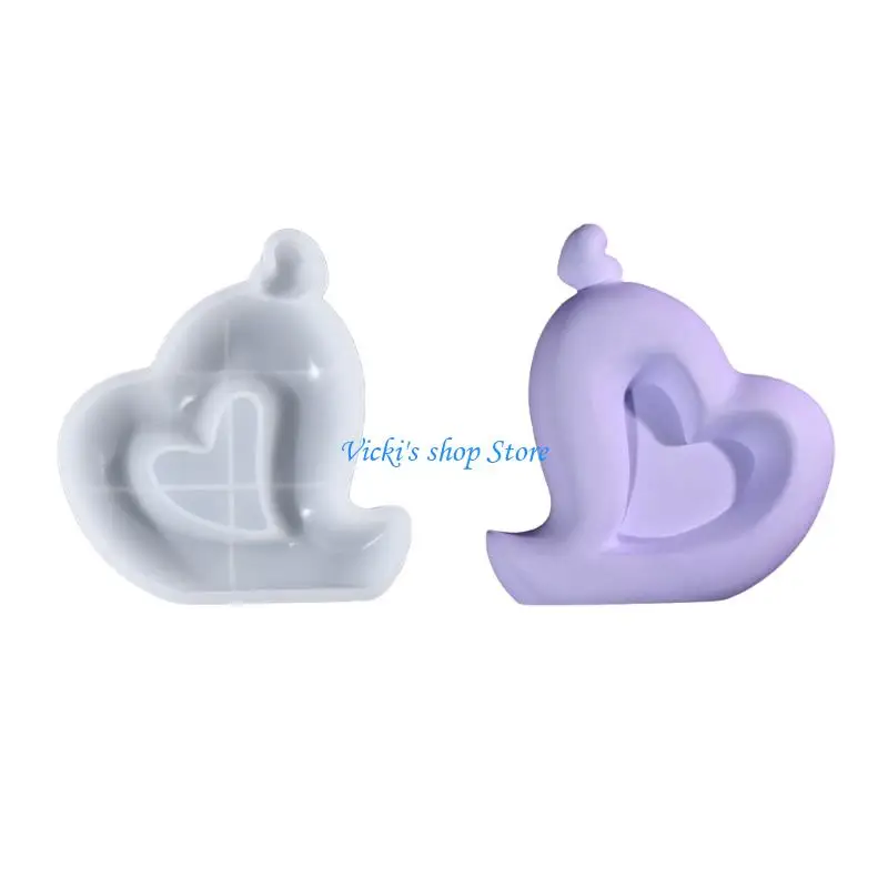 

C1FC Easy Release Display Ornament Silicone Mold Premium Silicone Home Decoration Mold for Crafting Heart Shaped Accessories