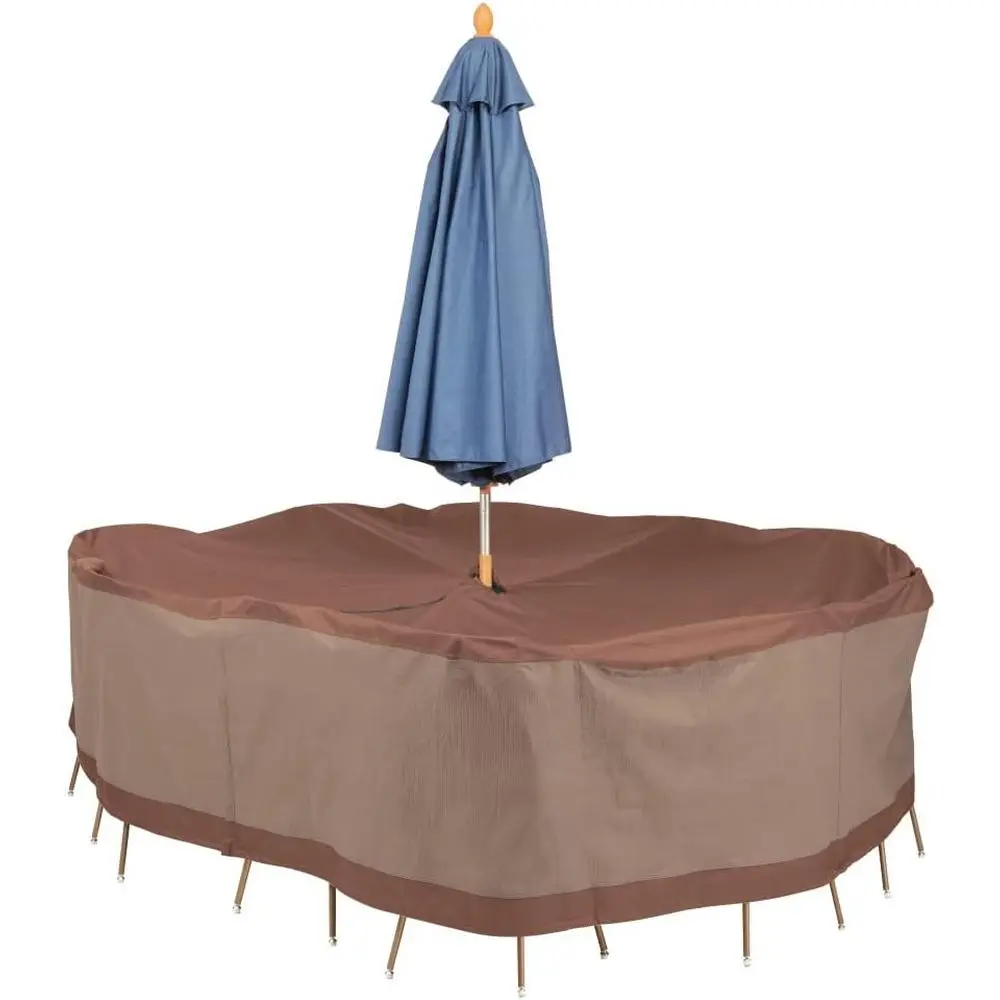 88 Inch Waterproof Patio Table and Chair Set Cover with Umbrella Hole, Outdoor Furniture Cover