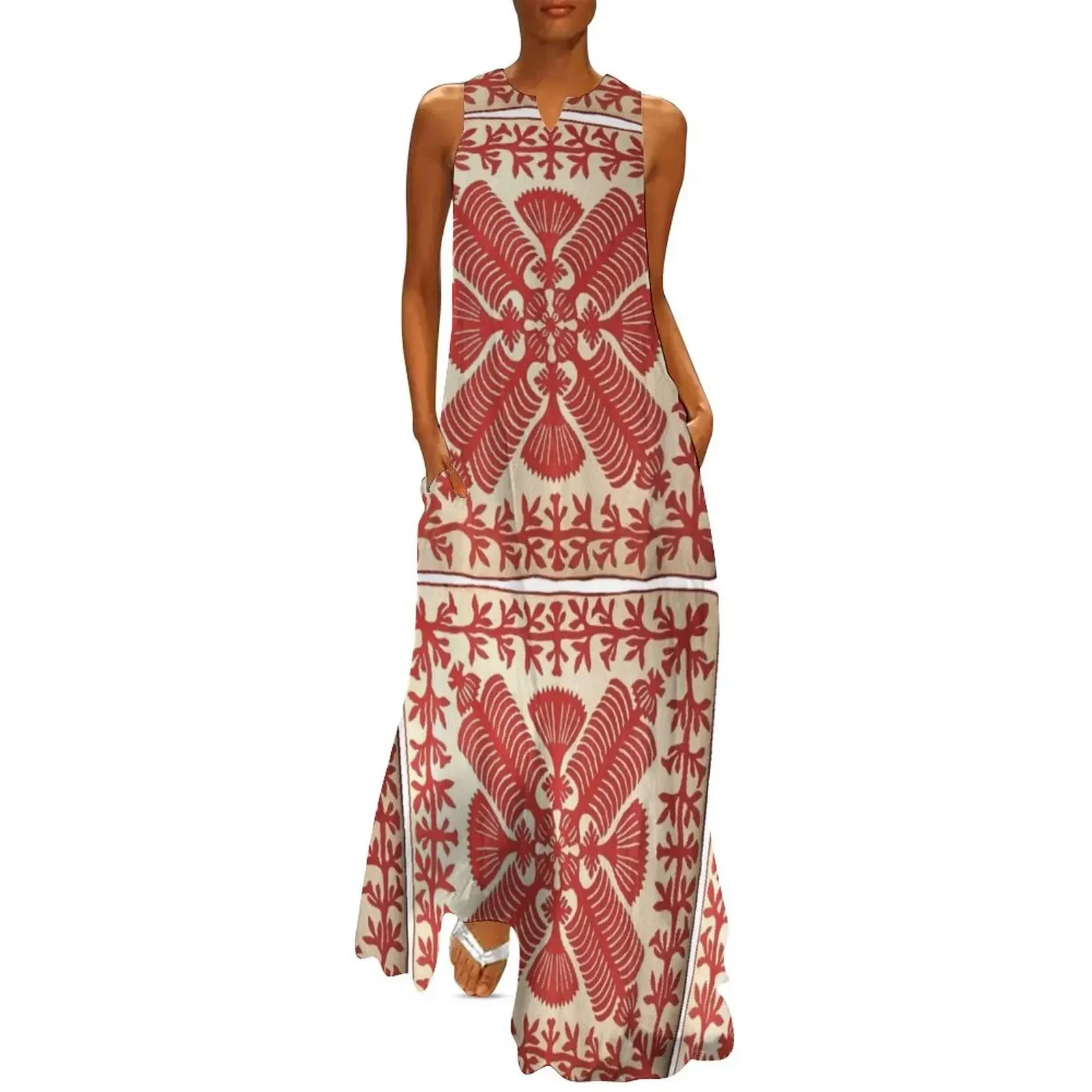 

Queen Kapi'olani Fan Quilt Long Dress Women's summer suit Dresses gala fairy dress Dress
