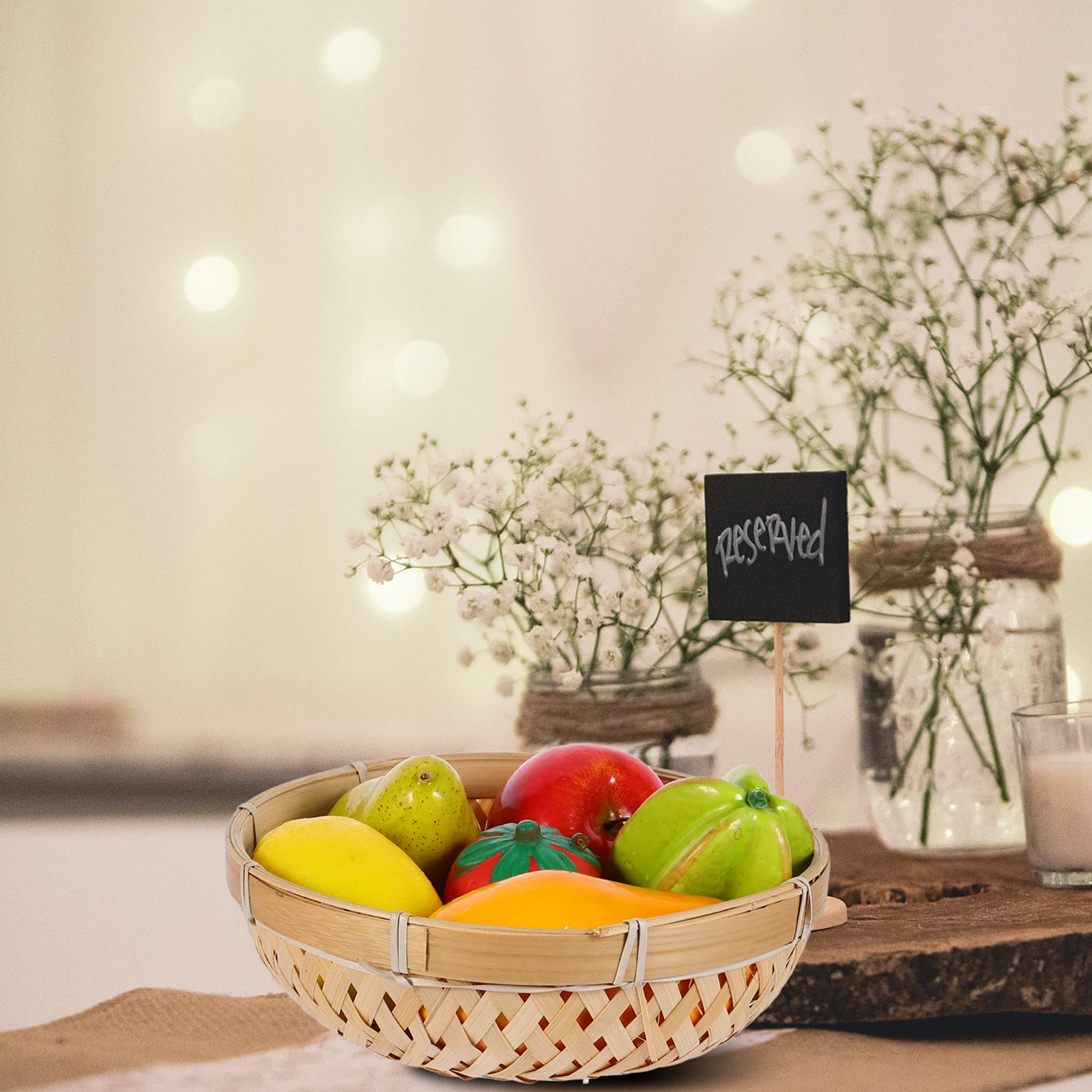 

1Pcs Stylish Bamboo Storage Basket Handwoven Design for Kitchen Fruit Bread Vegetable Organizer Home Picnic Multipurpose Use