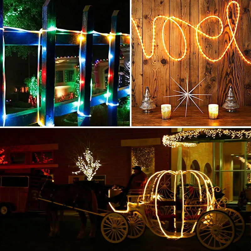 Solar String Lights Outdoor Waterdichte Touw Buis Kleurrijke Verlichting Voor Huis Tuin Kerstvakantie Gazon Decoratie Fairy Lights