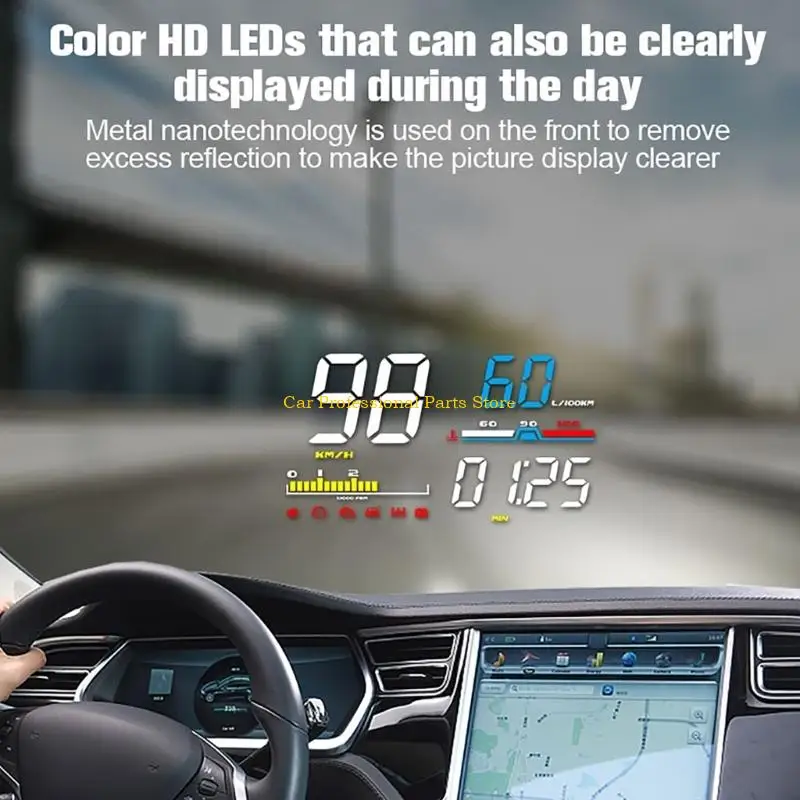 

R53D Windshield Projector Electronic Car Speedometer Tachometer with Overspeed Alarm Improve Driving Comfort & Security