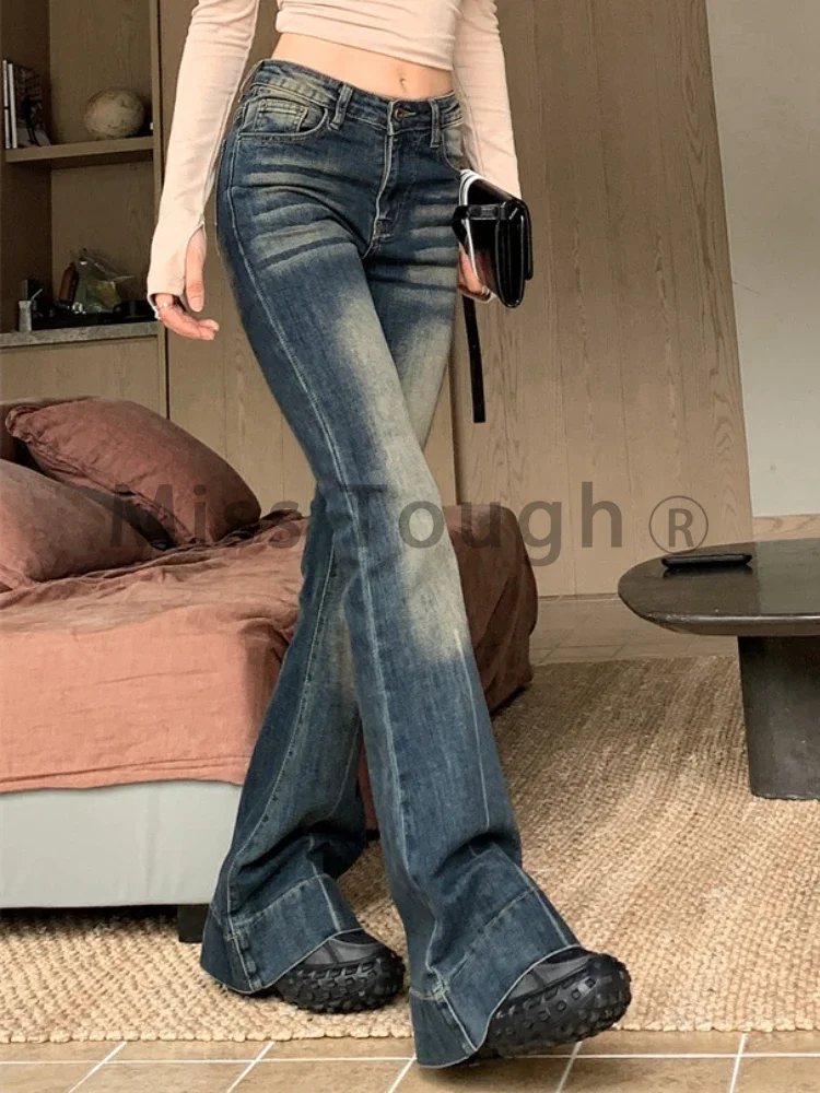 2023 Winter Korean Fashion Denim Wide Leg Pants Women American Style Hight Waist Casual Jeans Female Retro Elegant Loose Jeans