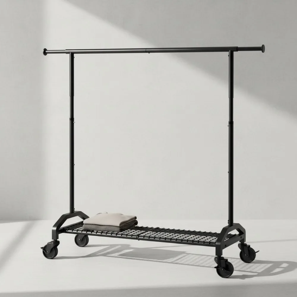 

Heavy Duty Rolling Clothes Rack 350lbs Capacity Adjustable Garment Storage with Industrial Wheels