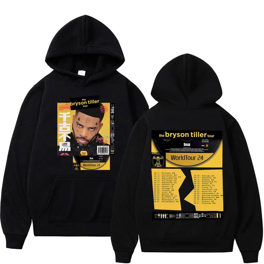 

Rapper Bryson Tiller 2024 Tour Double Sided Print Graphic Hoodie Men Women Fashion Retro Pullovers Casual Oversized Pullovers