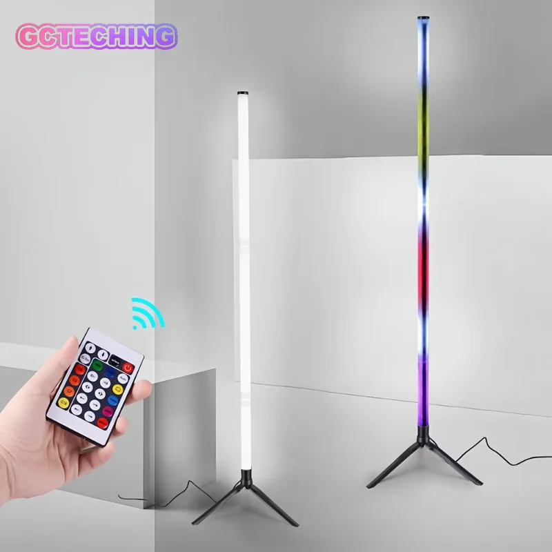 120cm RGB LED Corner Floor Lamp with APP and Remote Control LED Floor Ambient Lights with16 Million DIY Colors Atmosphere Light