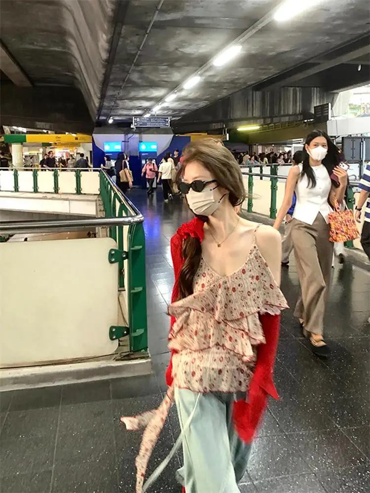 Spring 2026 Women's Pastel Floral Lace Trim Cardigan Set Sun Protection Two-Piece Soft Pure Desire Casual Commute Style