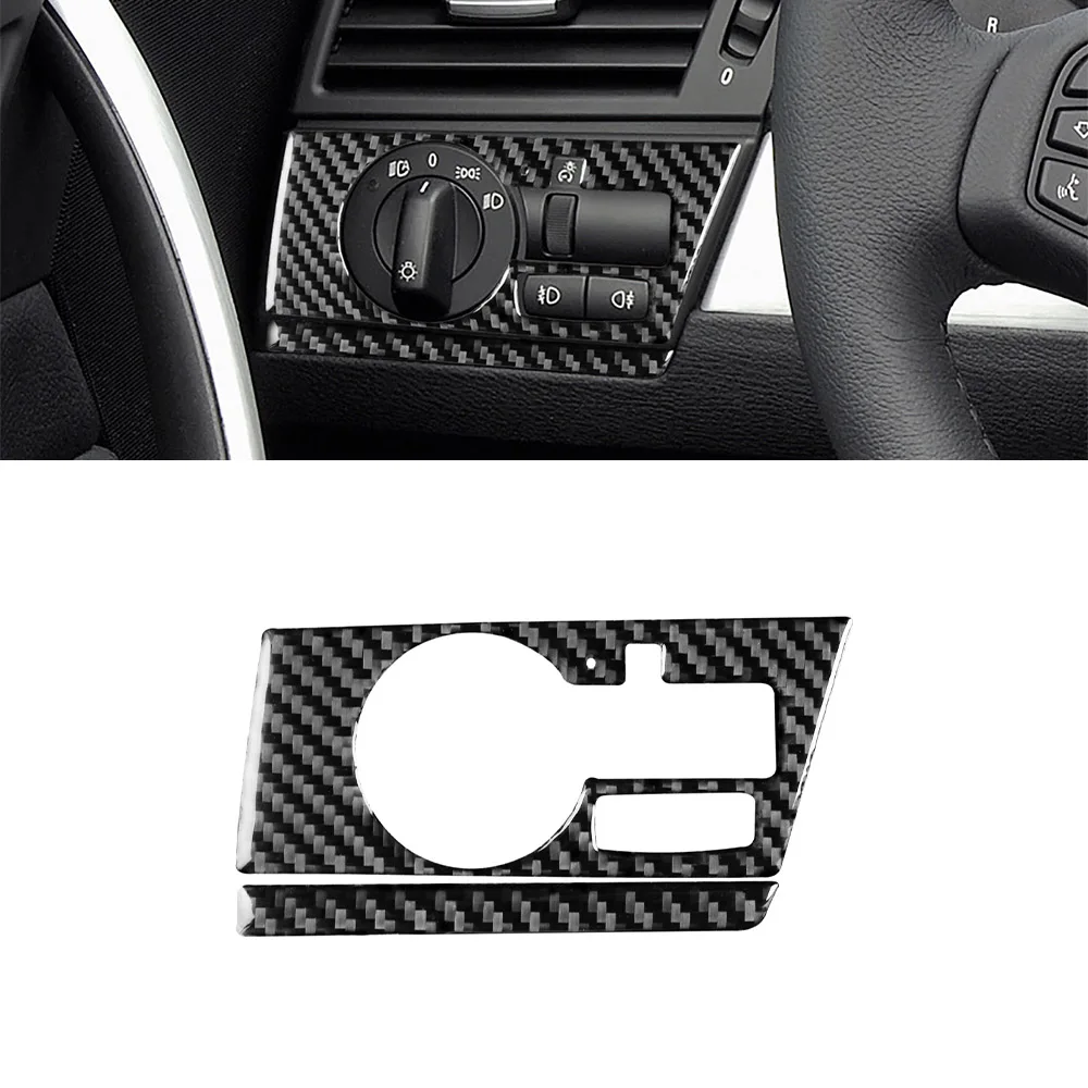 Headlight Switch Panel Decorative Trim Cover Sticker for X3 E83 2004 2005 2006 2007 2008 2009 2010 Car Accessories Carbon Fiber