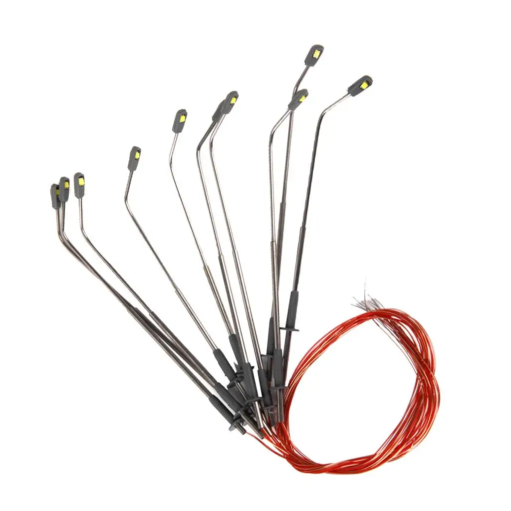 Street Lamp Model Modern Mini Light for Train Scenery 10 Pack 3V Wire Decor