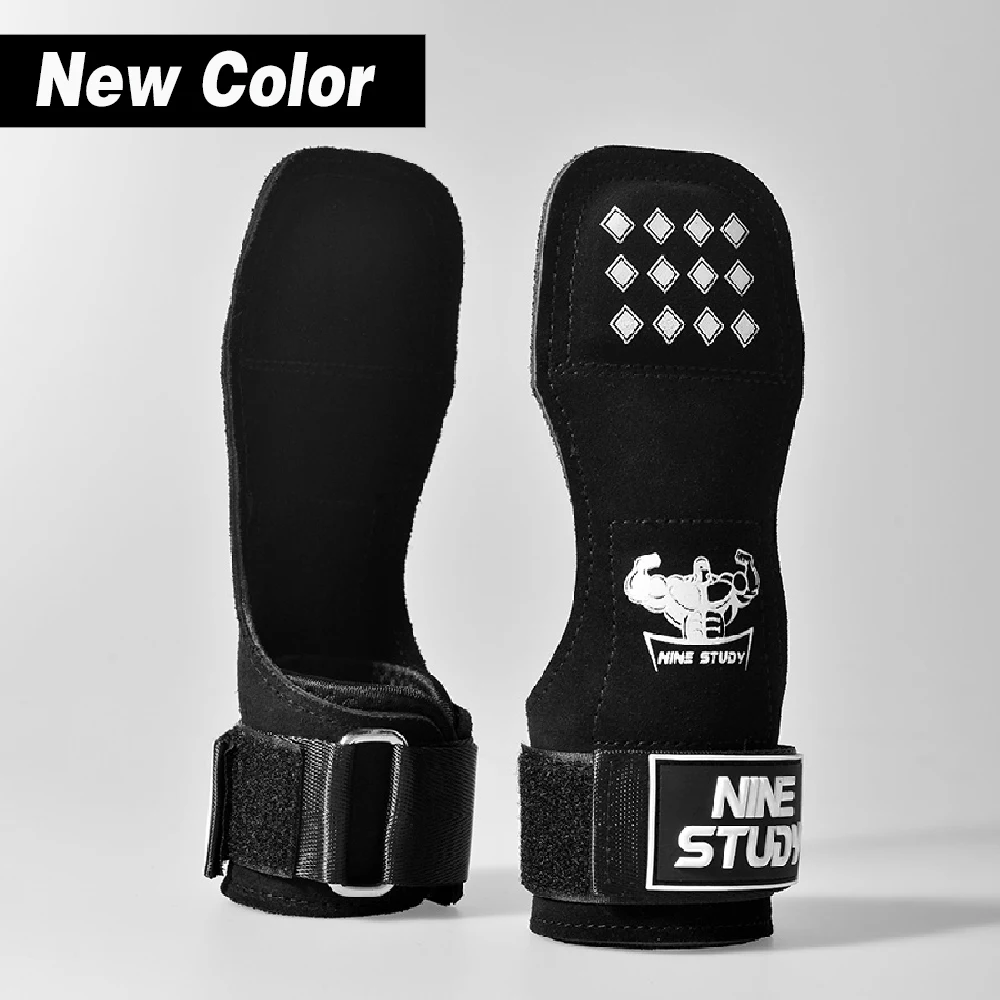 Cowhide Training Sport Gloves Gym Fitness Gloves Straps Grips Anti-Skid Weight Lifting Pads Protection Deadlift Workout Exercise