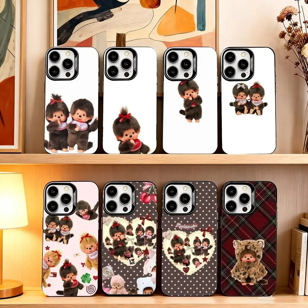 

C-Cute monchhichis Phone Case For iPhone 17,16,15,14,13,12,11 Plus,Pro Max,XS,Colored Silver Plated Inside Cover