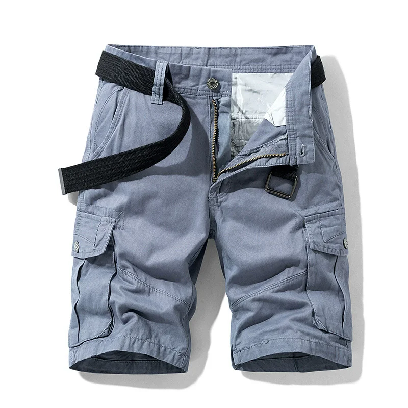 Nowe Letnie Męskie Szorty Casualowe, Modne, Jednolite, Cargo, Bawełniane, Oddychające, Jogger, Długość do Kolan, Spodnie typu Breeches, Bermudy, Męskie Krótkie Spodnie