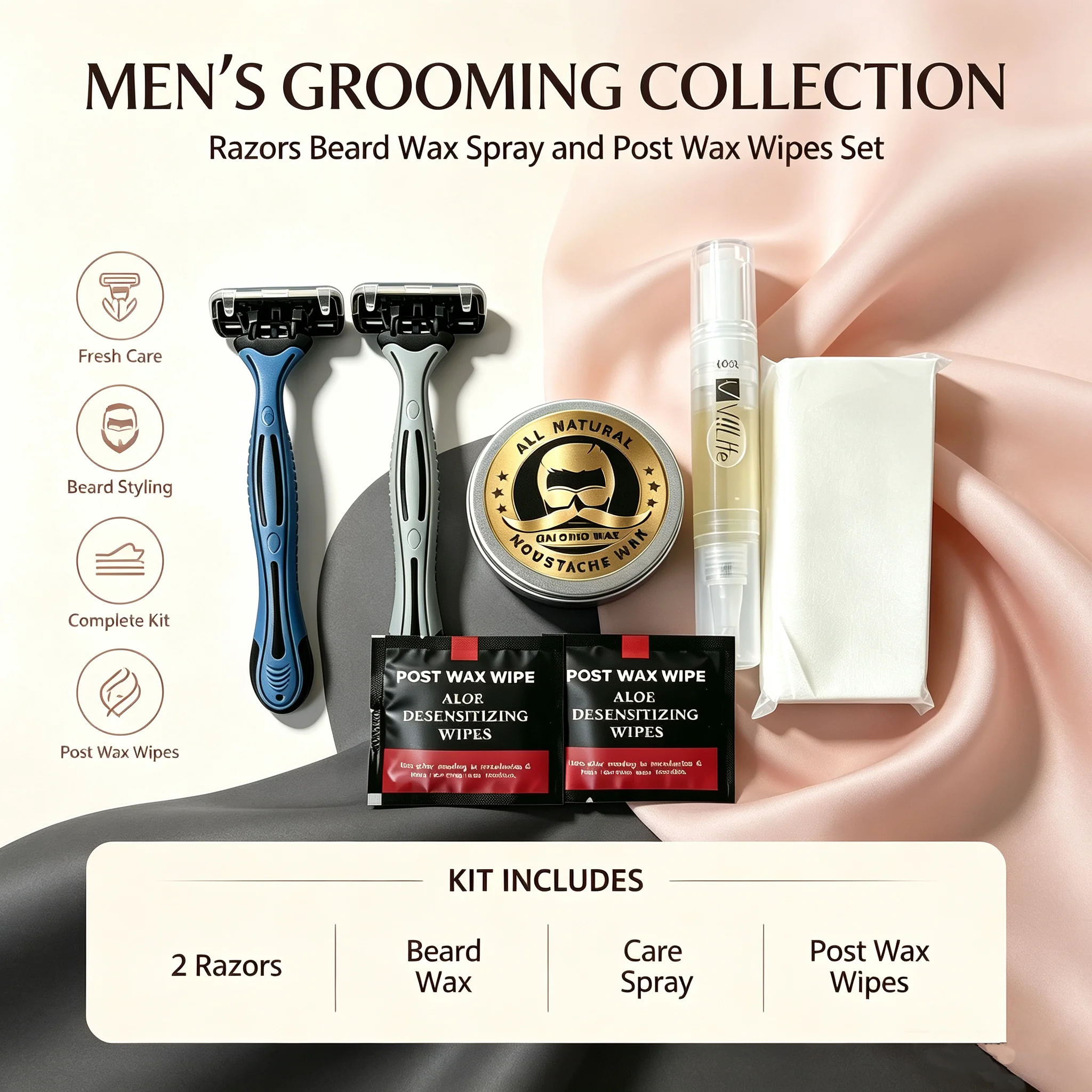 ViiLife All-in-one Facial Grooming Set, Multi-functional Disposable Razor for Shaping Beard Eyebrow, Portable Daily Travel Kit