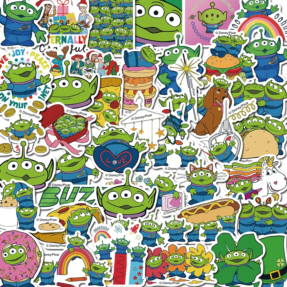42pcs Disney Cartoon Toy Story Stickers Three-eyed Alien Decals DIY Phone Cases Notebook Suitcase Kawaii Graffiti Sticker