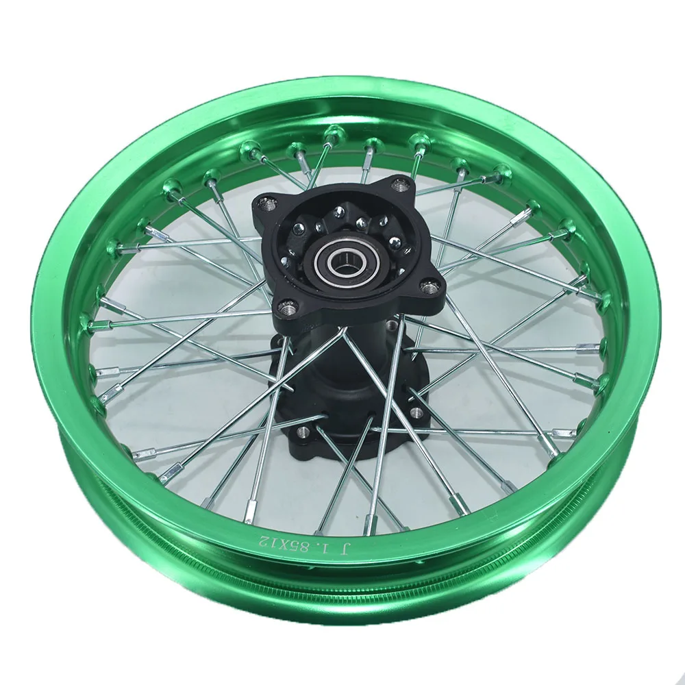 Dirt bike Pit bike Wheel Rims Green 12mm or 15mm Axle 1.85x12\