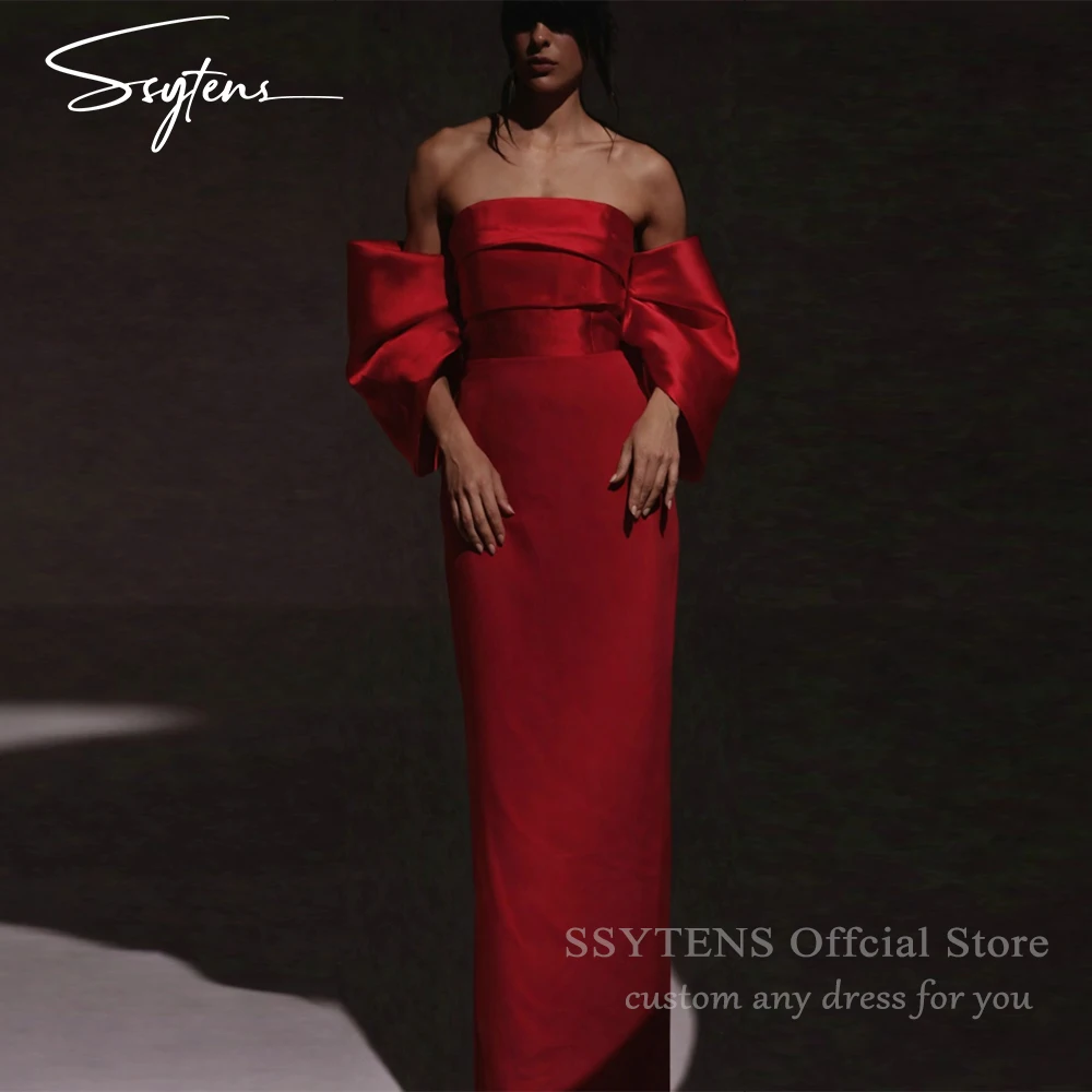 

SSYTENS Customized Red Prom Dresses for Women Off Shoulder Back Split Column Prom Dress Floor Length Elegant Formal Party Dress