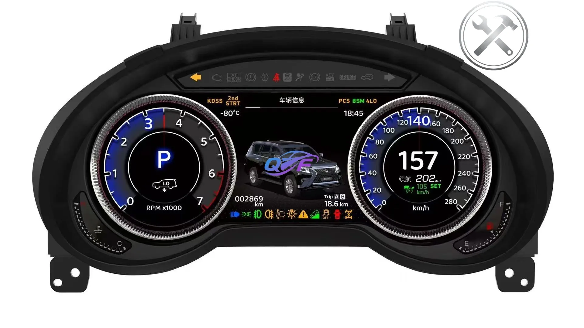 

12.3inch LINUX System Virtual Instrument Cluster Cockpit HD LCD Auto Speedometer Interior Upgrade Kit for GX460 GX400 2009-202