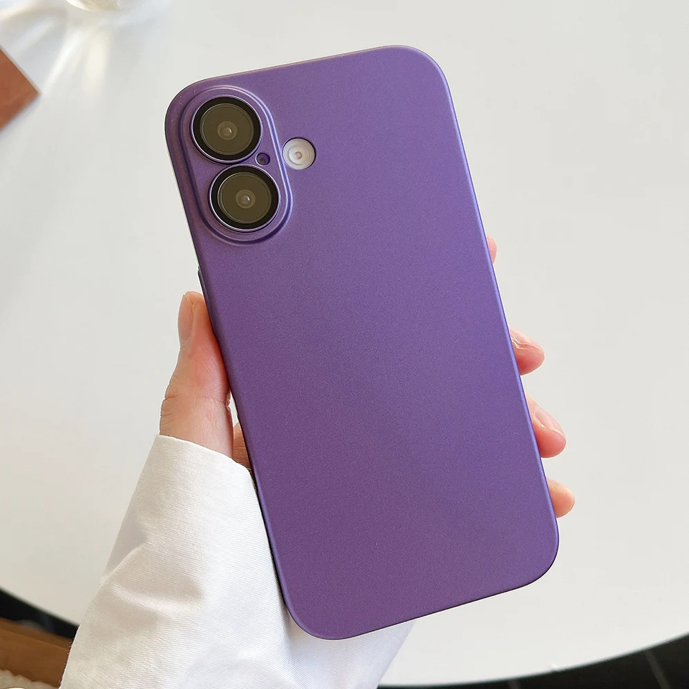 Ultra-thin Hard Matte PC Phone Case For iPhone 16 E 15 14 13 12 11 Pro Max Plus Luxury Frosted Lens Protection Film Cover Coque image 3
