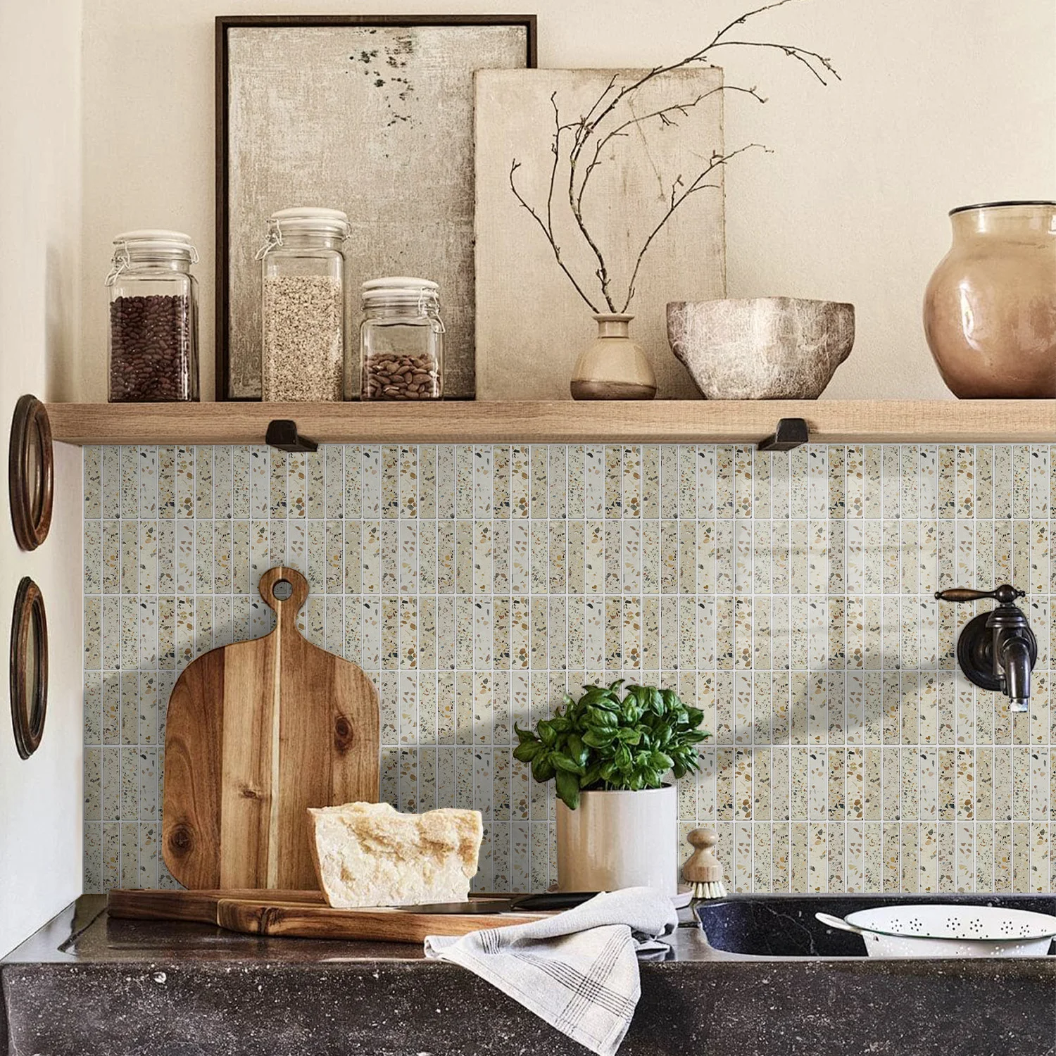 Self Adhesive Marble Tile Wall Stickers 17x23cm PE Foam Waterproof Kitchen Bathroom Backsplash Decor Wallpaper
