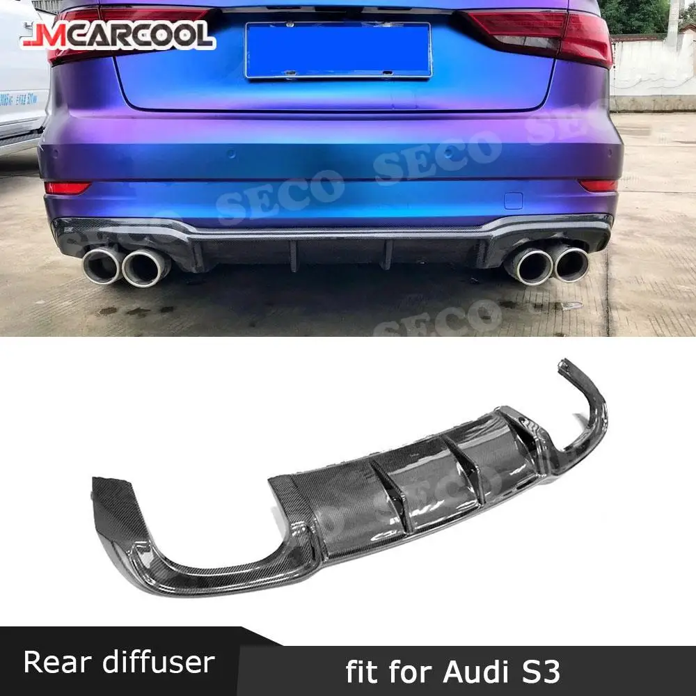 Carbon Fiber /FRP Unpainted Rear Lip Spoiler Diffuser for Audi A3 Sline S3 Sedan 4 door Not A3 Standard 2017 2018