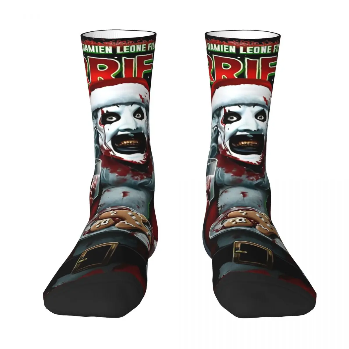 Poster von Terrifier 3, Weihnachtsstrümpfe, Paarsocken, mittelweich, lustige Socken, Herbst, Outdoor, rutschfest, bedruckte Socken, Geschenk