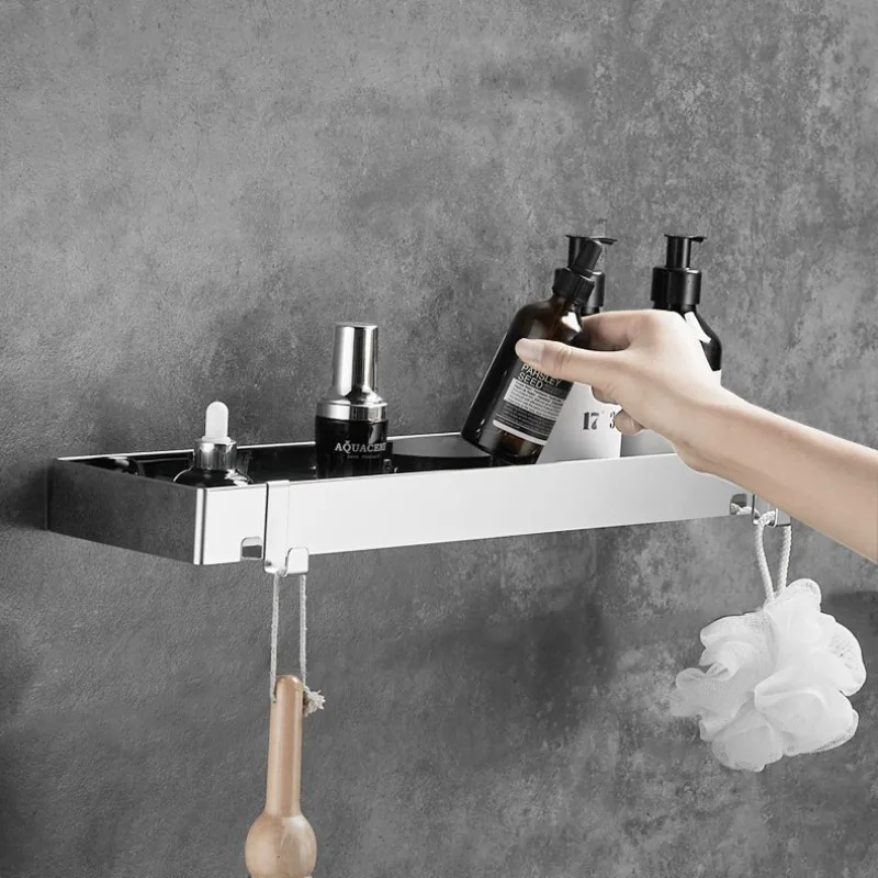 Thickened Storage Shelf Stainless Steel Durable Simple Household Bathroom Wall Shelves Rack Kitchen Bathroom Accessories