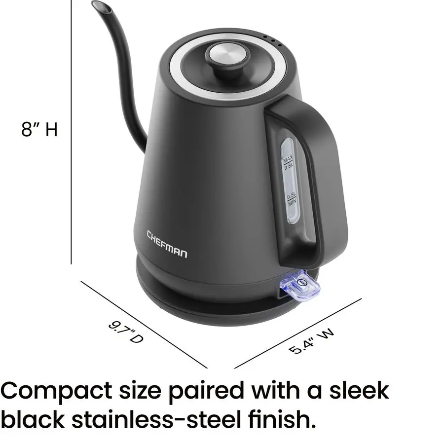 

Gooseneck Electric Kettle, 0.8L Pour Over Tea Kettle for Coffee and Tea, One-Touch Operation, Boil-Dry Protection, Aut