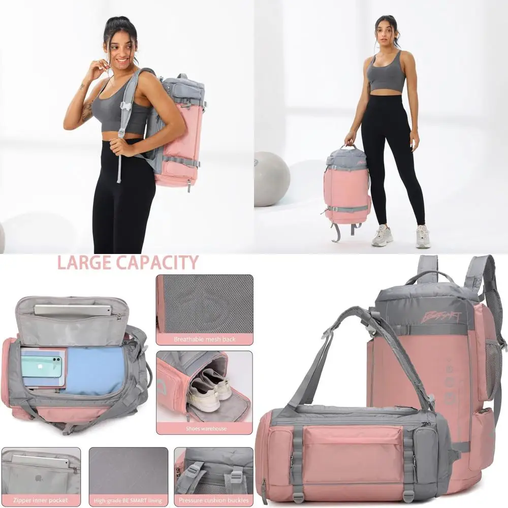 

2-in-1 Convertible Gym and Travel Backpack with Shoe Compartment - 32L Waterproof Large Capacity for Women, Ideal for Workouts,