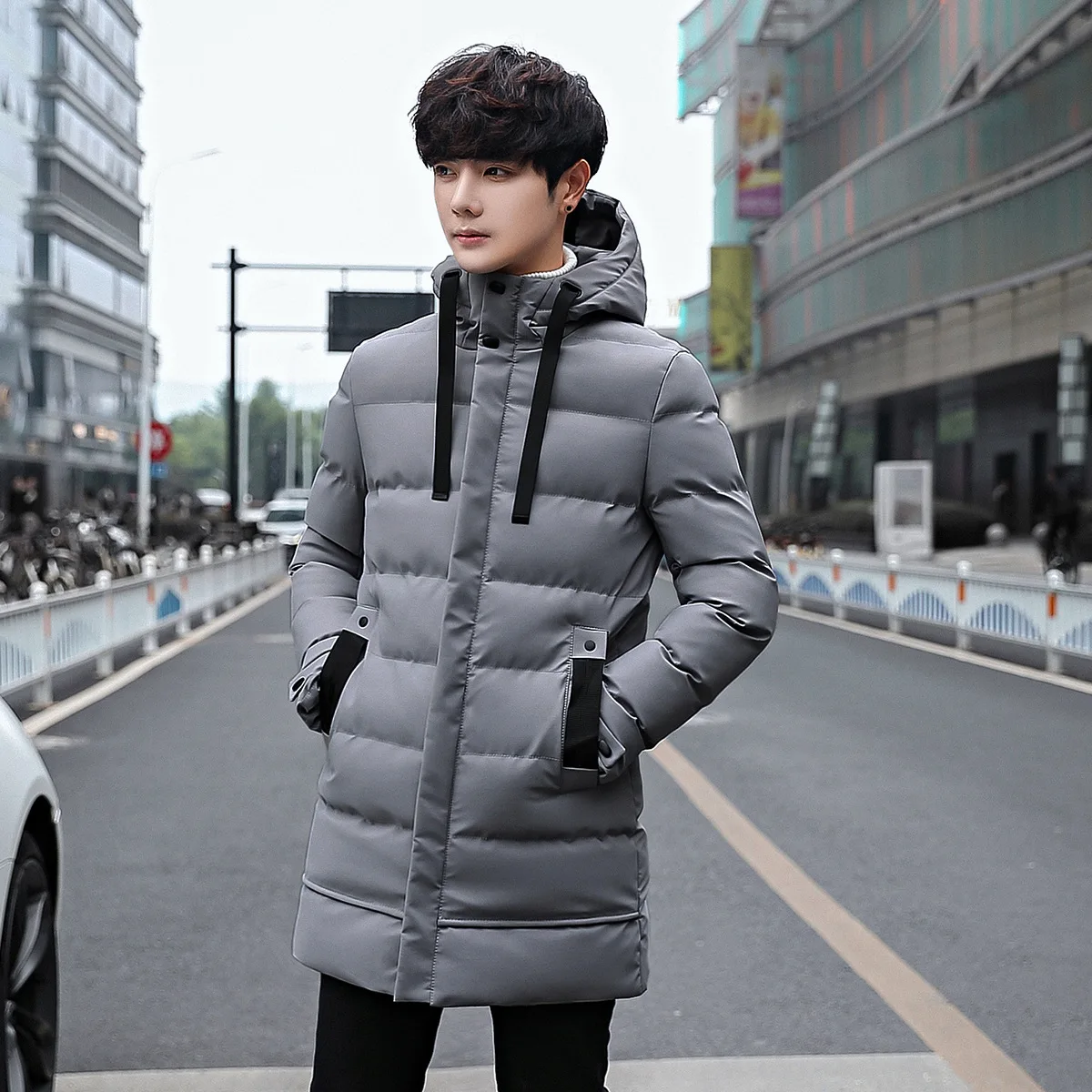 Men 2023 Autumn Winter New Plus Long Warm Thick Hood Parkas Jacket Coat Men Outwear Outfits Classic Windproof Pocket Parka Male