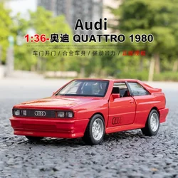 Coche Vintage Audi Quattro de alta simulación, modelo de aleación de Metal fundido a presión, regalos de colección para niños, 1:36, 1980, F594