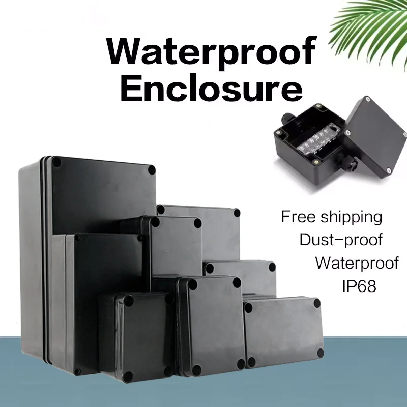 ABS Waterproof Box Electronic Safe Case Plastic Boxes Black Wire Junction Box Plastic Organizer IP67 Waterproof Enclosure