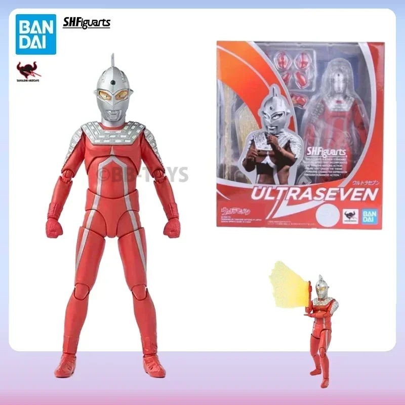 In Stock Bandai S.H.Figuarts Ultraman Series UltraSeven Mystery Joints Movable Anime Action Figure Toys Collectible Original Box