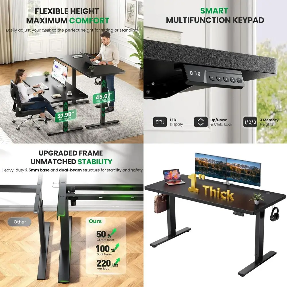 

Регулируемый электрический стол для работы стоя, столешница 60x28 см, двойная опора, 3 уровня высоты, система организации кабелей, для дома или офиса