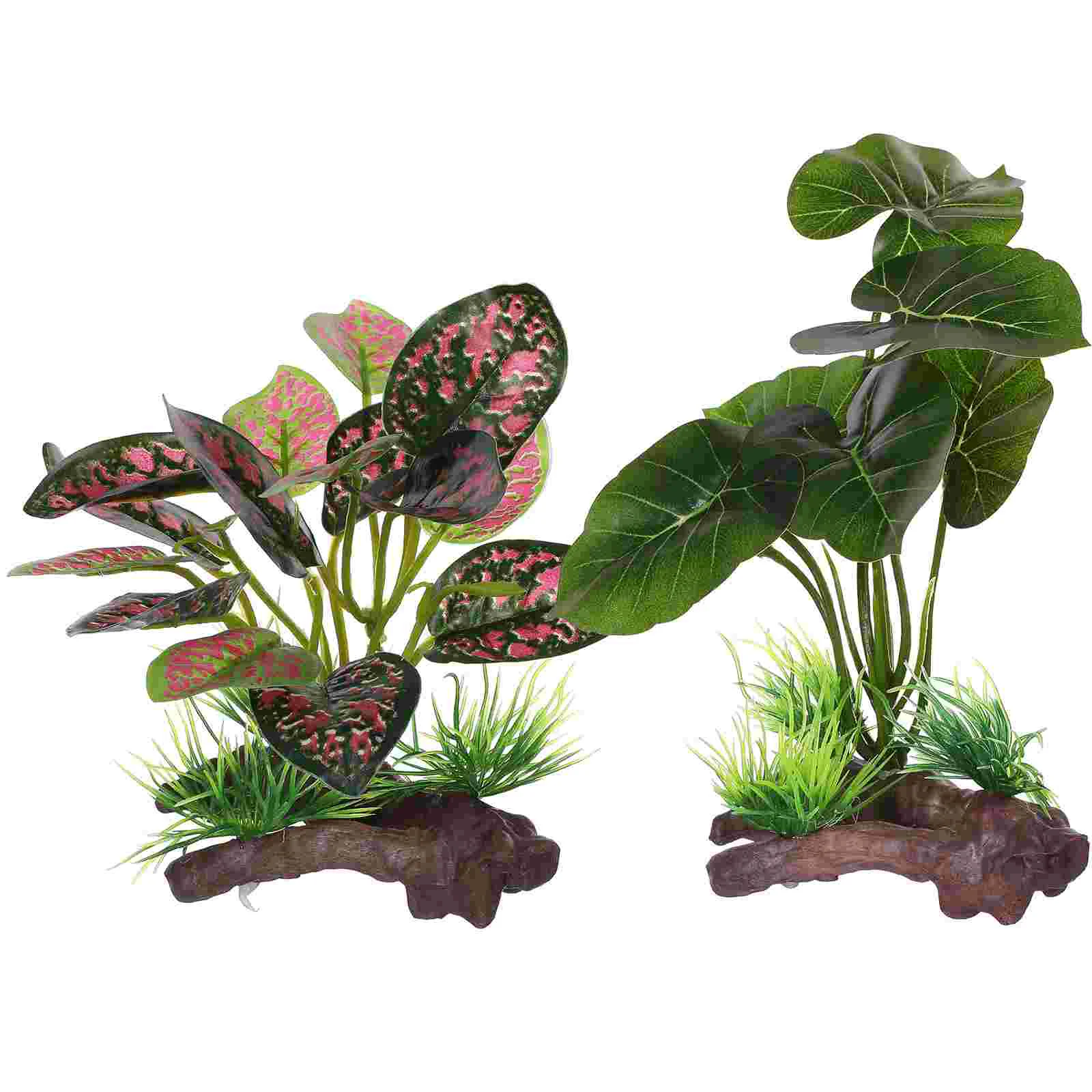 2 Pack Realistic Artificial Aquarium Plants Fish Tank Decorations Fish Hideout Fade Resistant Versatile Pet Supplies