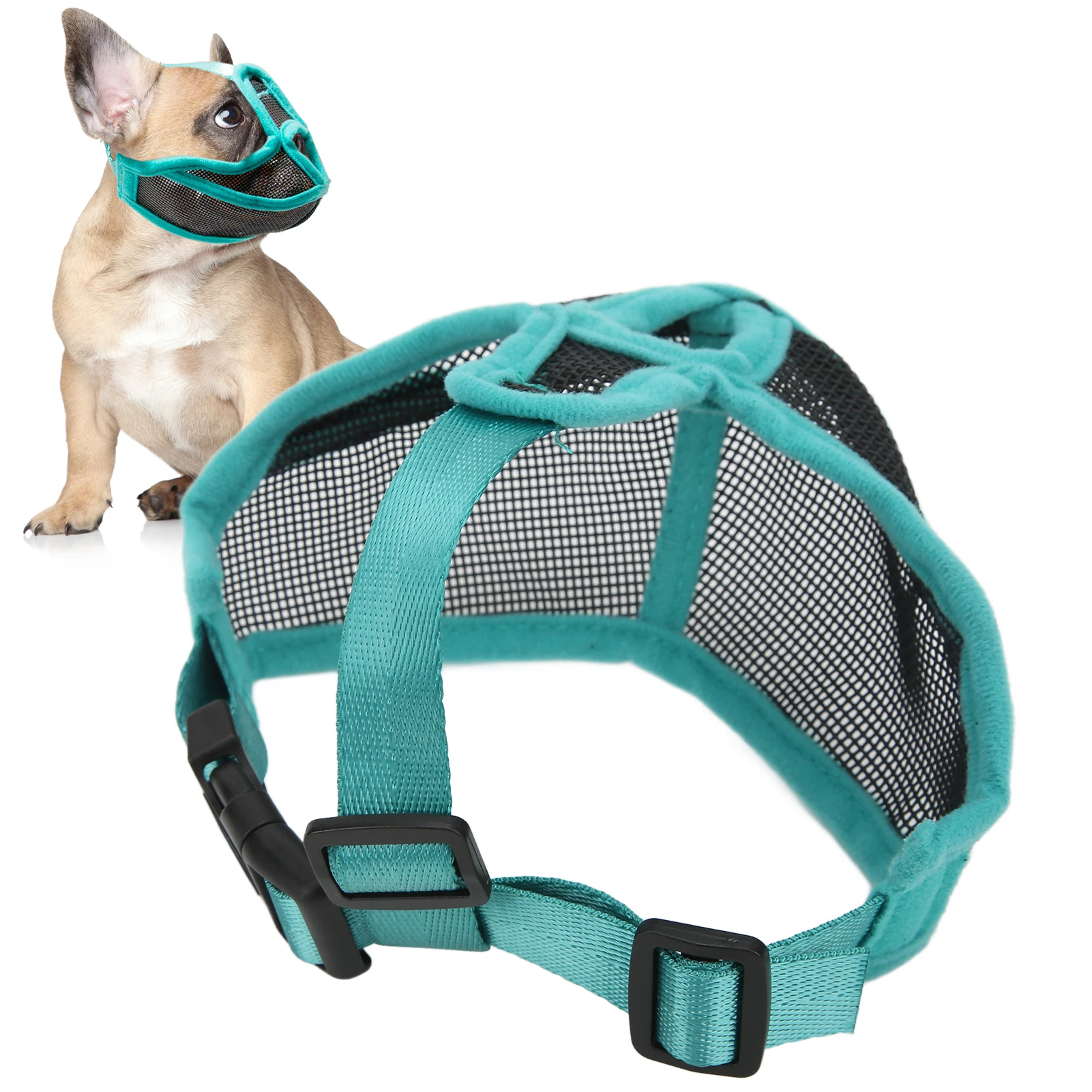 Short Snout Dog Muzzle Mesh Adjustable Breathable Anti Biting Bulldog Short Snout Muzzle for Dogs Short Snout Bulldog Muzzle