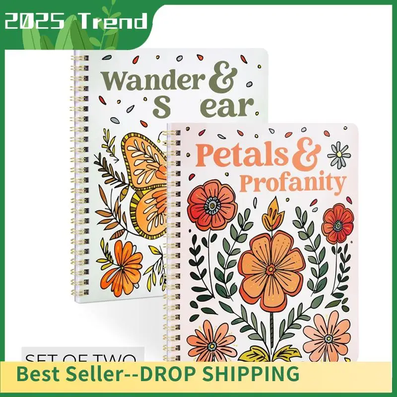

AA14 New Beautiful Adult Coloring Book Set Of 2 For Relaxation - Funny Words Coloring Book With Floral Designs For Lot Of Laughs