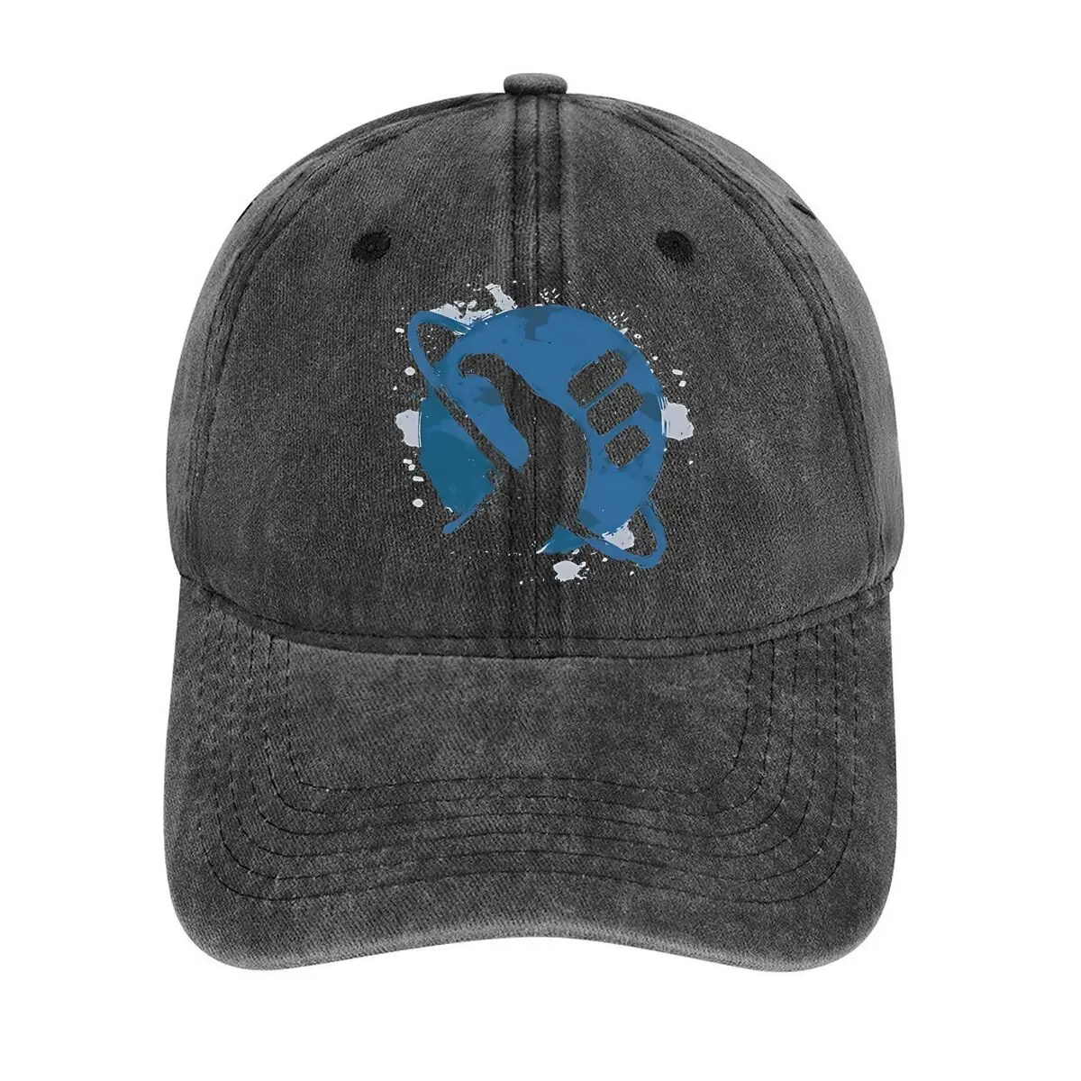 

Abstract blue planet - like graphic in an artistic - and - themed design Washed Baseball Cap