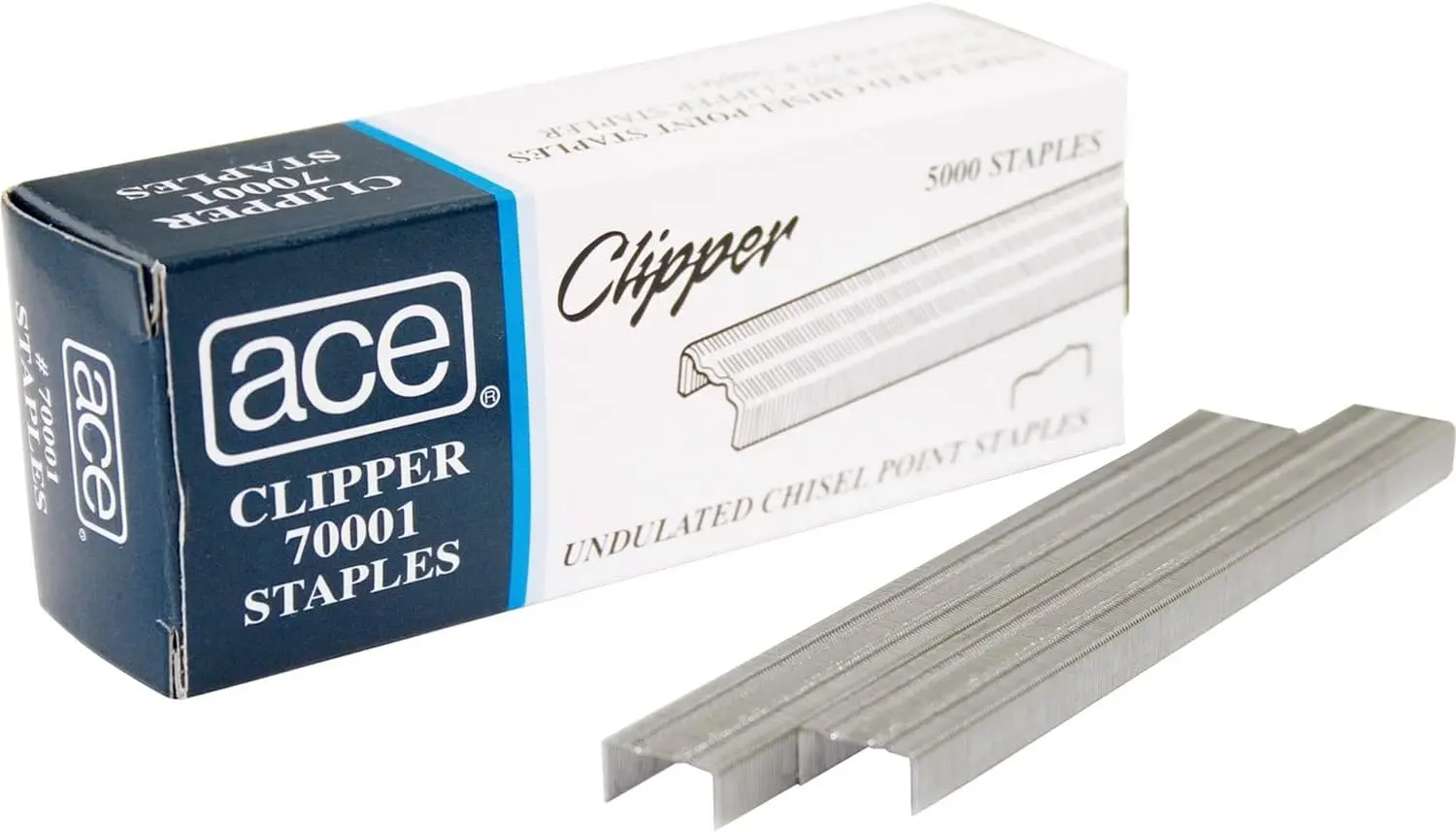 

Undulated Chisel Point Staples for Clipper Staplers, 5,000 Count Silver
