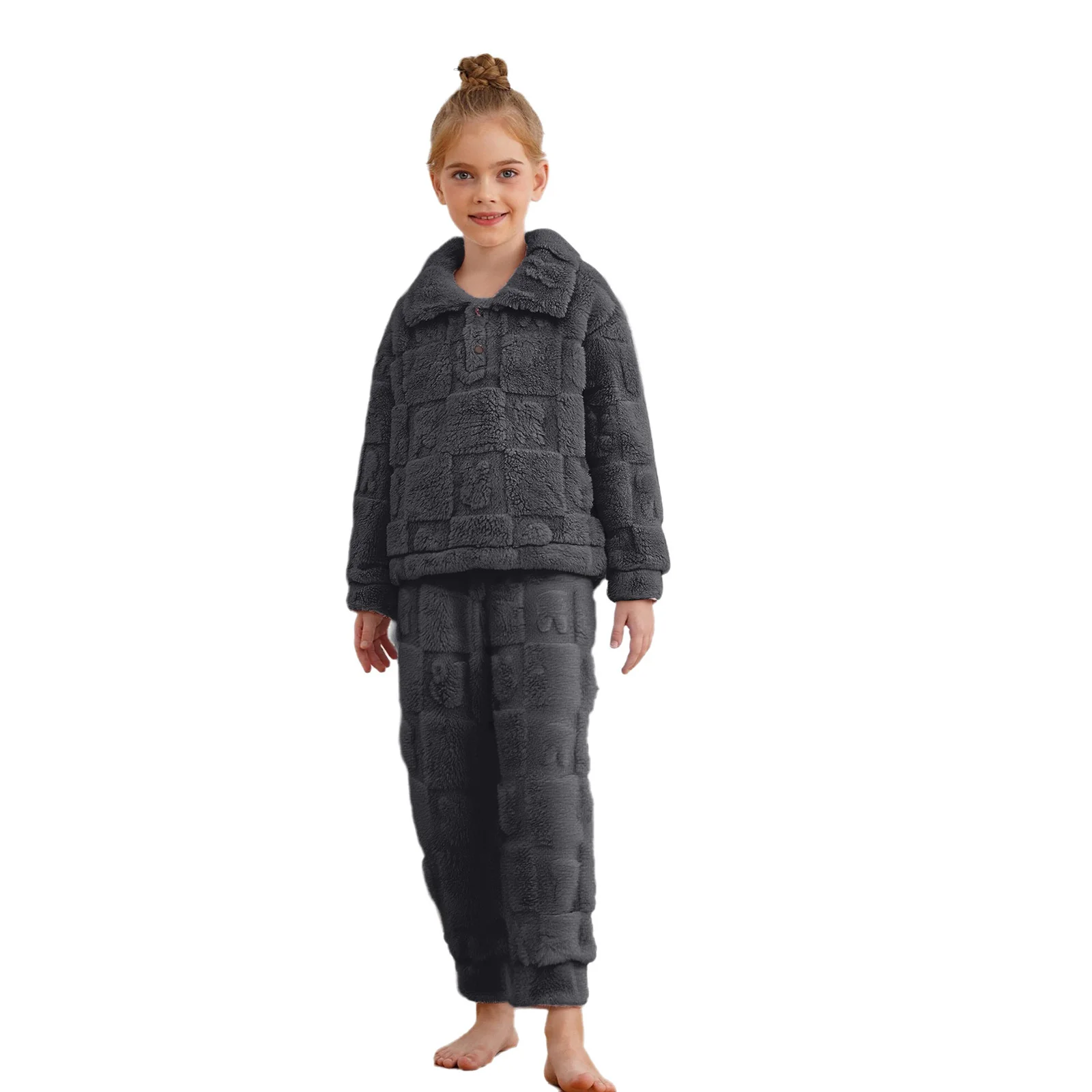 الأطفال الفتيات 2 قطعة غامض الفانيلا بيجامة الزي ملابس خاصة Homewear طويلة الأكمام البلوز بلوزات فستان أطفال مع سروال داخلي لحفلة الاحماء عطلة #3