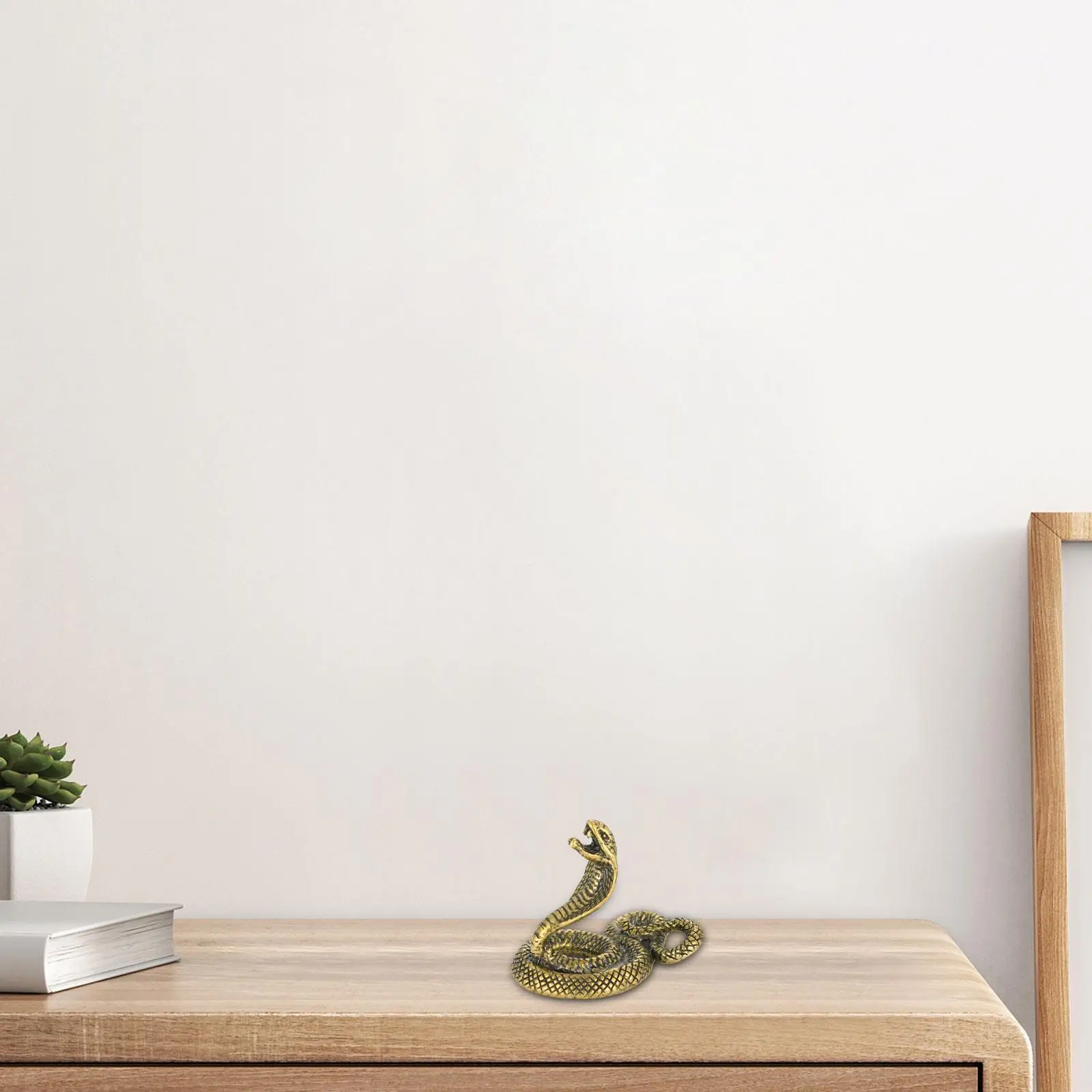 Escultura de serpiente de latón, estatua del año del serpiente china, adorno de té para mascotas, Mini estatuilla de Animal de 1,97 "x 1,57" para escritorio, chimenea, salón de té