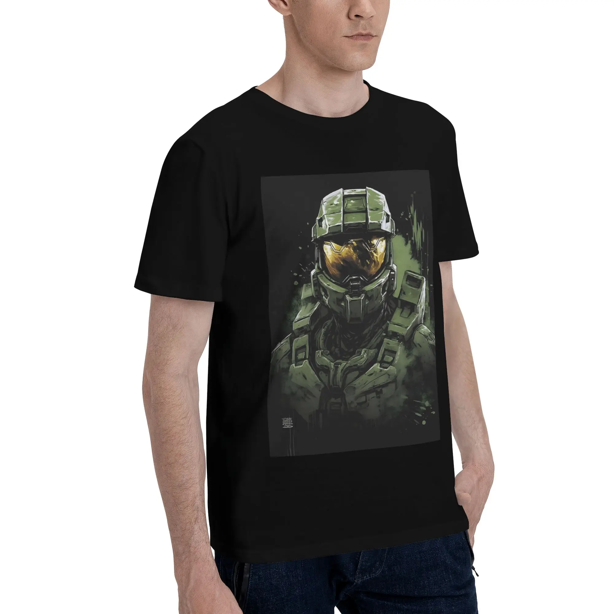 

Мужская футболка Master Chief, большие футболки, мужские хлопковые футболки с круглым вырезом, короткие летние мужские футболки