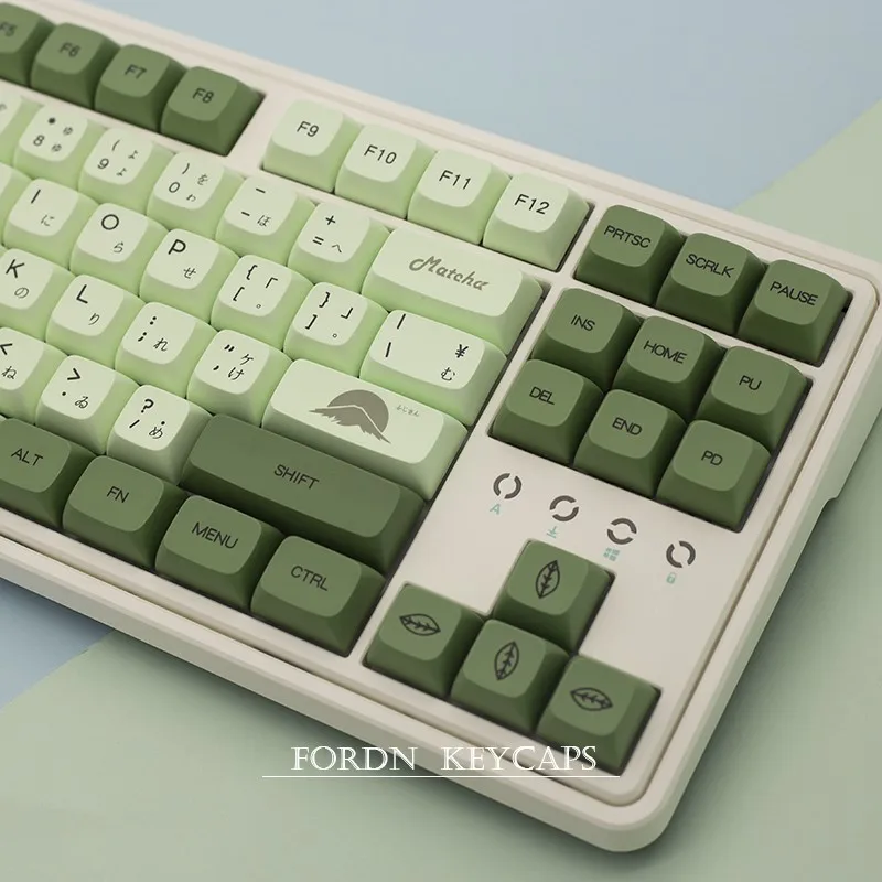 สีเขียว Mint Matcha ขนาดเล็กทั้งชุดของ PBT ระเหิด XDA Keycaps สำหรับ61/64/68/84/87/104คีย์บอร์ดหมวก