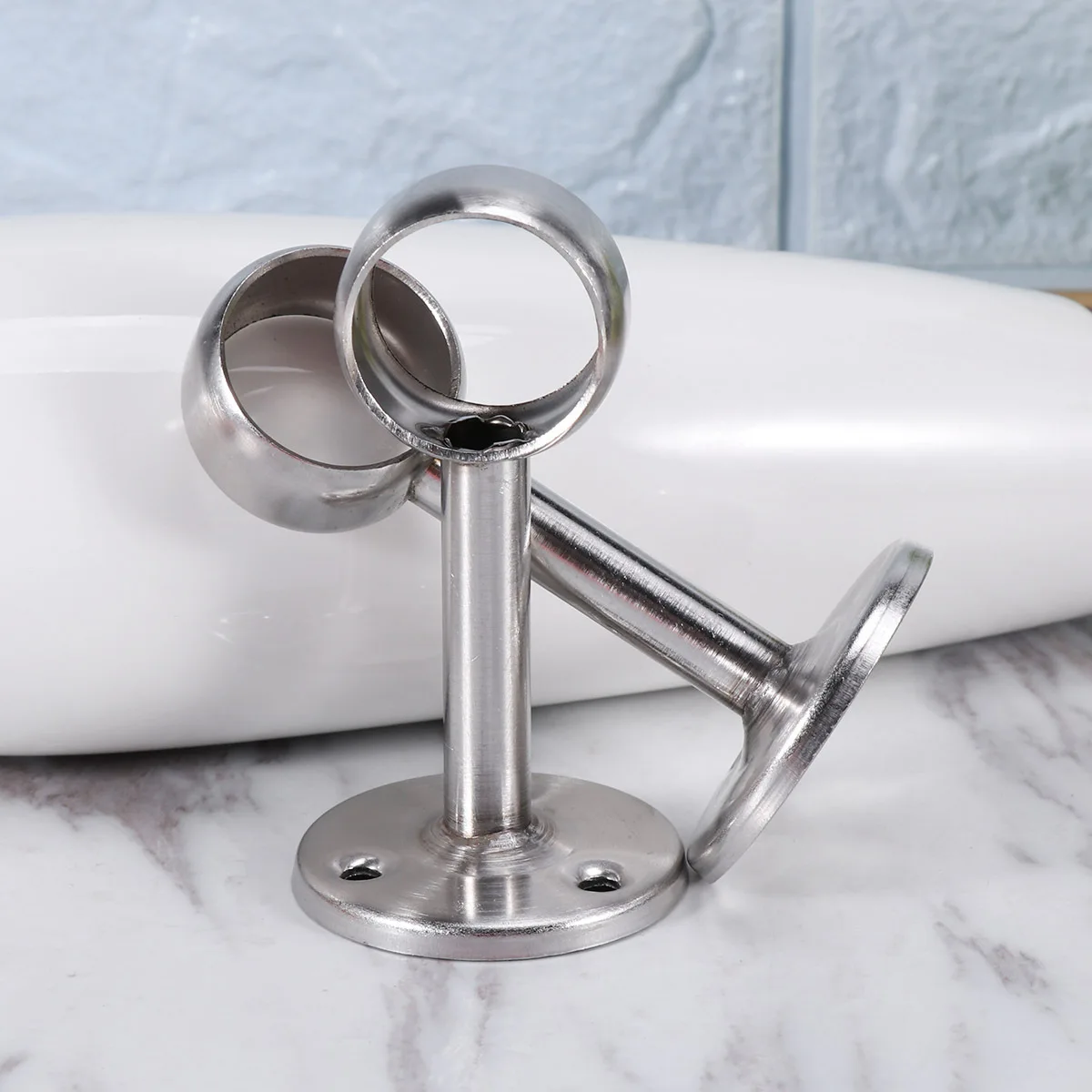 

2Pcs Round Stainless Steel Closet Pole Socket Rust Resistant Heavy Duty Curtain Rod Brackets 25mm Diameter Oval Rod End Supports