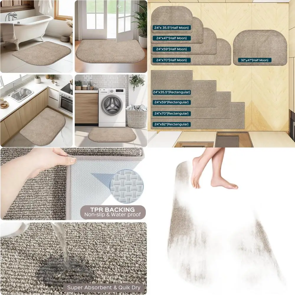 

24 x 70 Washable Kitchen Rug, Non-Slip Mat, Absorbent Runner for Laundry, Bathroom, Bedroom