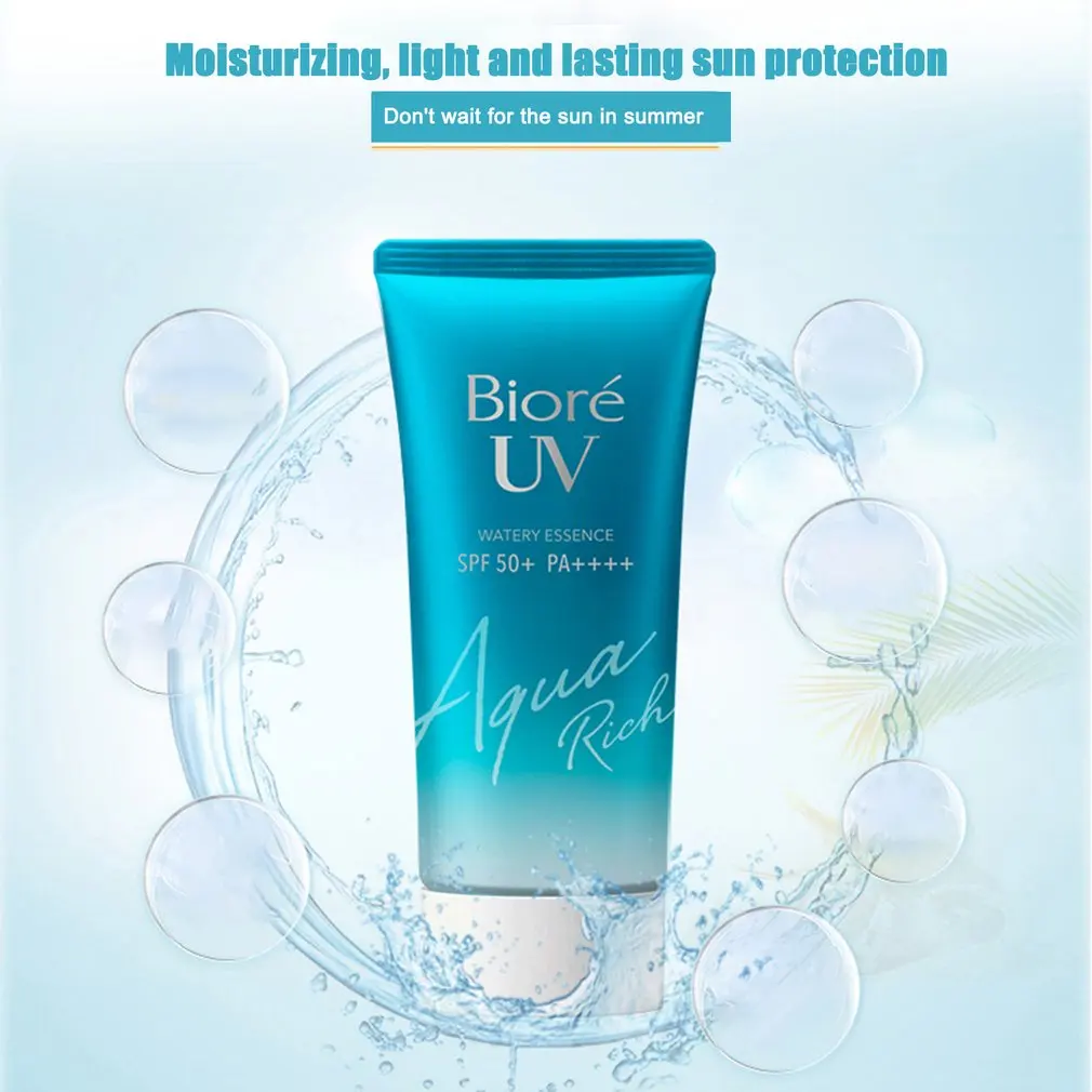 Spf50 biore uv aqua sonnenschutz creme uva uvb schutz gel isolation lotion für männer und frauen feuchtigkeit spendend weiß wasserdicht