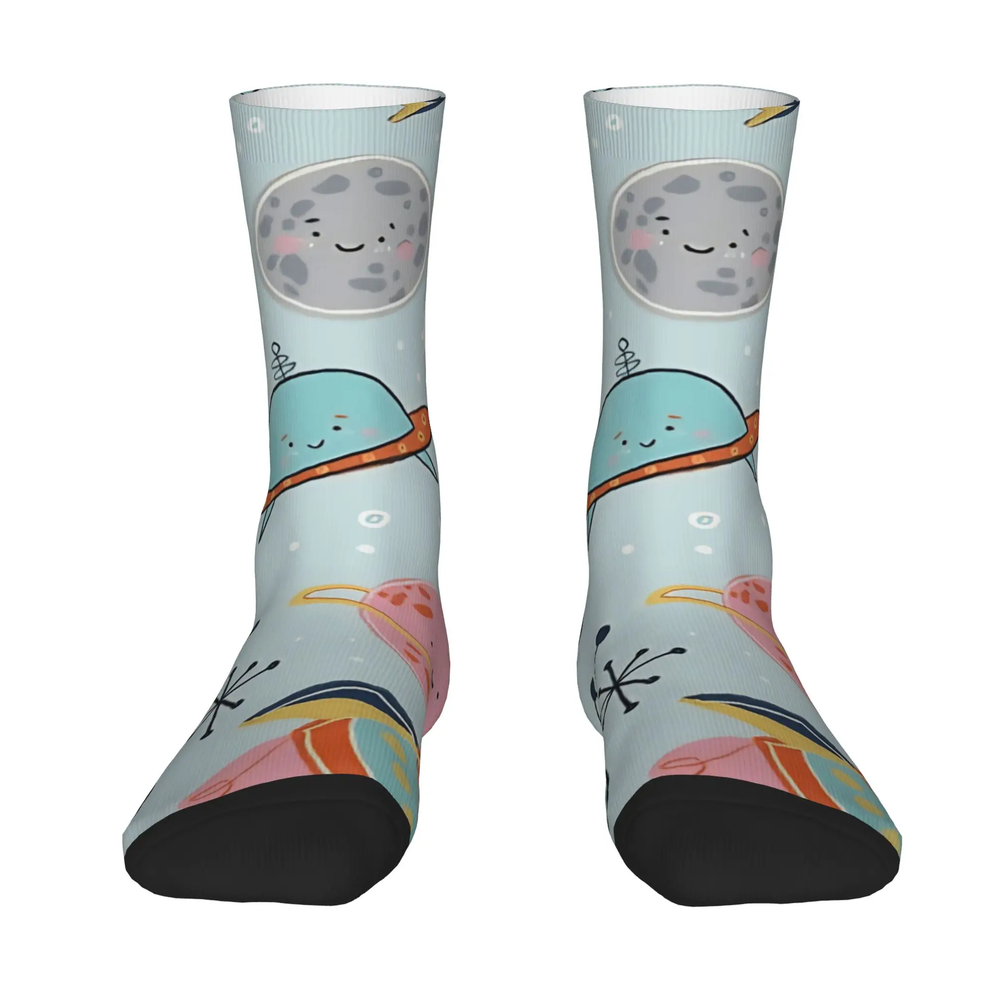 Space Planets Rockets  Socks  Pattern Stockings Anti Sweat Men Socks High Quality Autumn Casual Climbing Socks