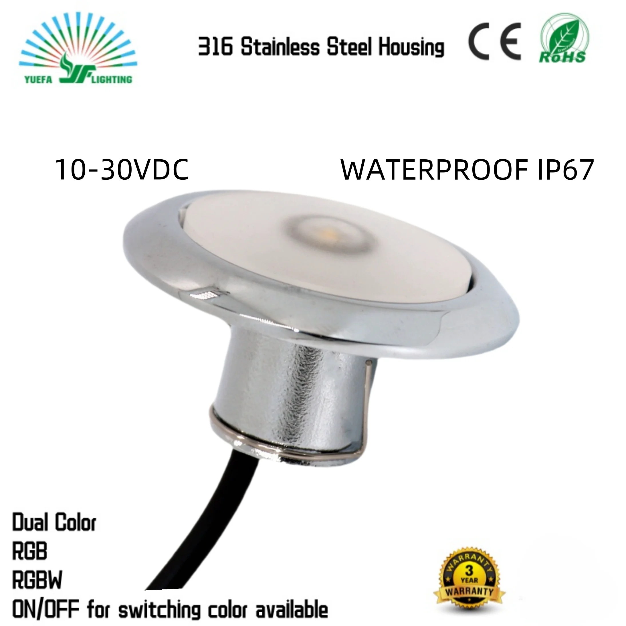 316 perumahan baja tahan karat 0.5W 3W tahan air IP67 RV karavan balkon kamar mandi langit-langit lampu LED