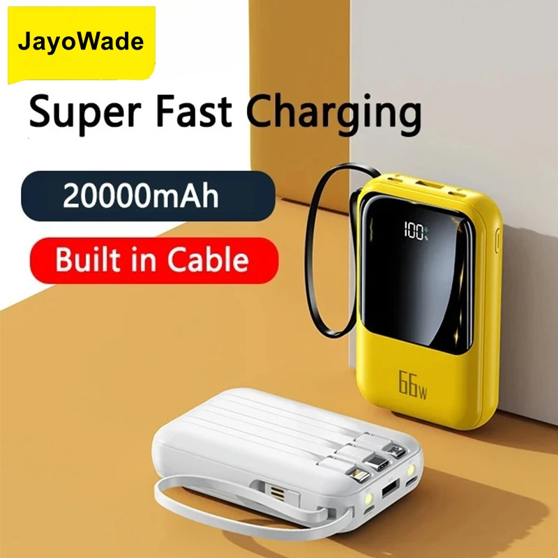 

JayoWade новейший мини-Power Bank с быстрой зарядкой 66 Вт, кабель 20000 мАч для iPhone, Xiaomi, Samsung, портативное зарядное устройство, Powerbank