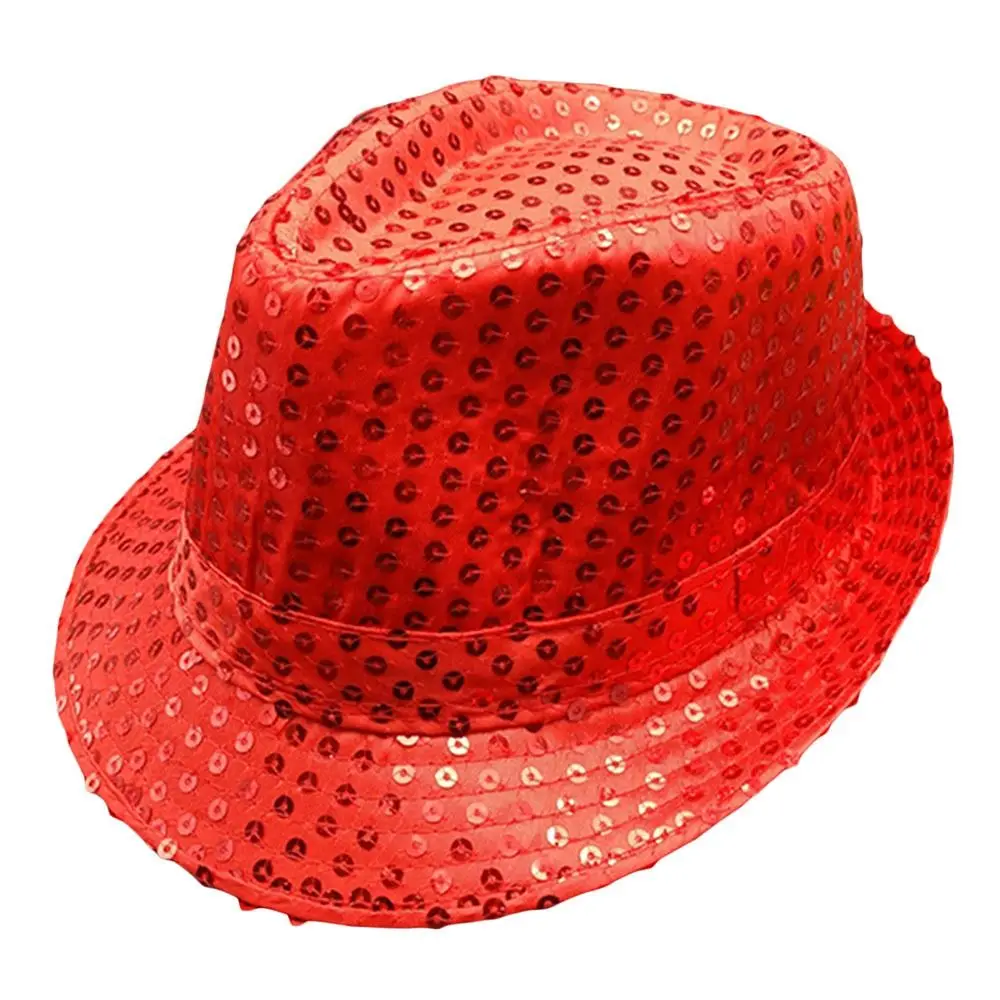 Fashion Sequins Jazz Hat Shiny Masquerade Panama Cap Cosplay Stage Dance Performance Hat Men Women